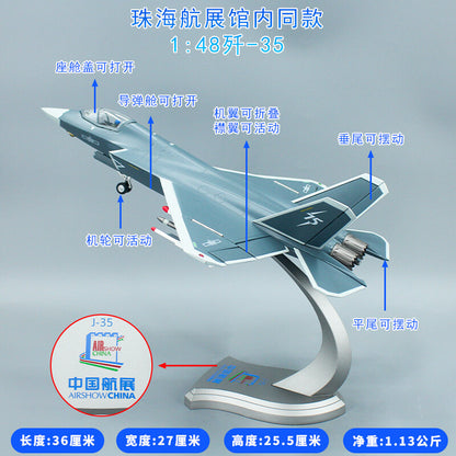 1:48 36CM J-35 Stealth Fighter Plane AIRSHOWCHINA Diecast Aircraft Model