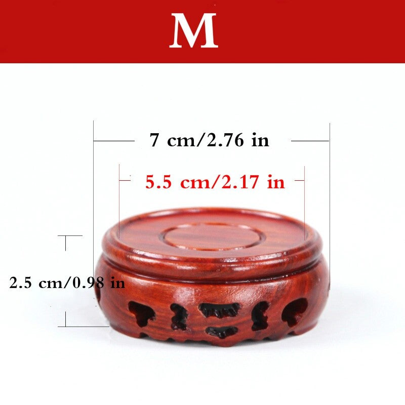 Round Annatto Display Stand Wood Carving Hollow Pedestal Flower Pot Base Crafts