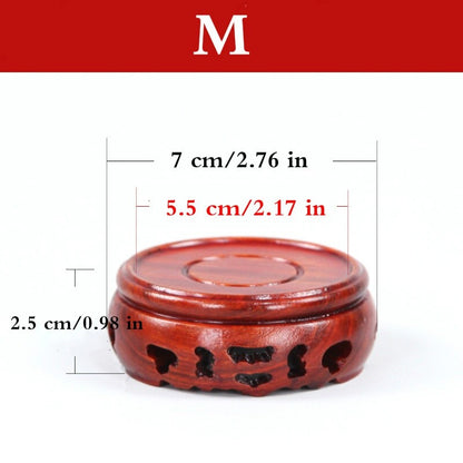 Round Annatto Display Stand Wood Carving Hollow Pedestal Flower Pot Base Crafts