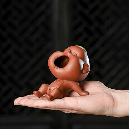 Creative Home Decoration Squirting Water Pee Doll Real Zisha Tea Pet Handmade