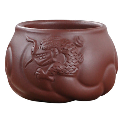 Handmade Tea Cup Real Yixing Zisha Purple Clay Master Cup Dragon Carved 60ml New