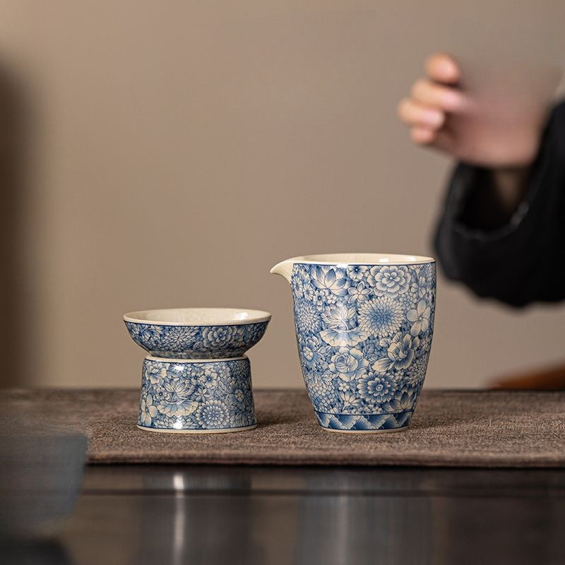 Ru Kiln Fair Filter Tea Filter Blue and White Tea Strainer Ceramic Tea Set