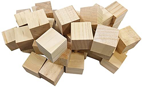 40 Pack Unfinished 1.5" Birch Wood Blocks -Smooth & Sanded Surface