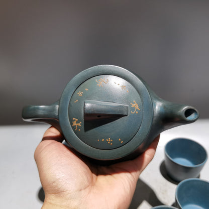 Chinese Yixing Zisha Clay Handmade Exquisite Teapot （一帆风顺套壶 底款：顾景舟)