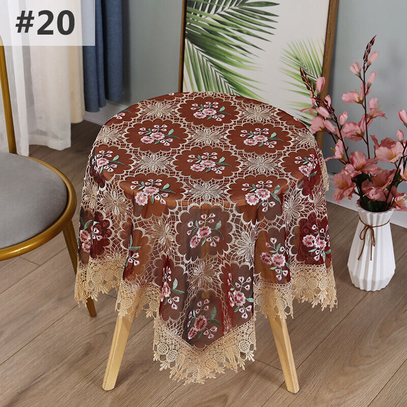 Lace Floral Embroidered Tablecloth European Style Tea Table Dust-Proof Covers