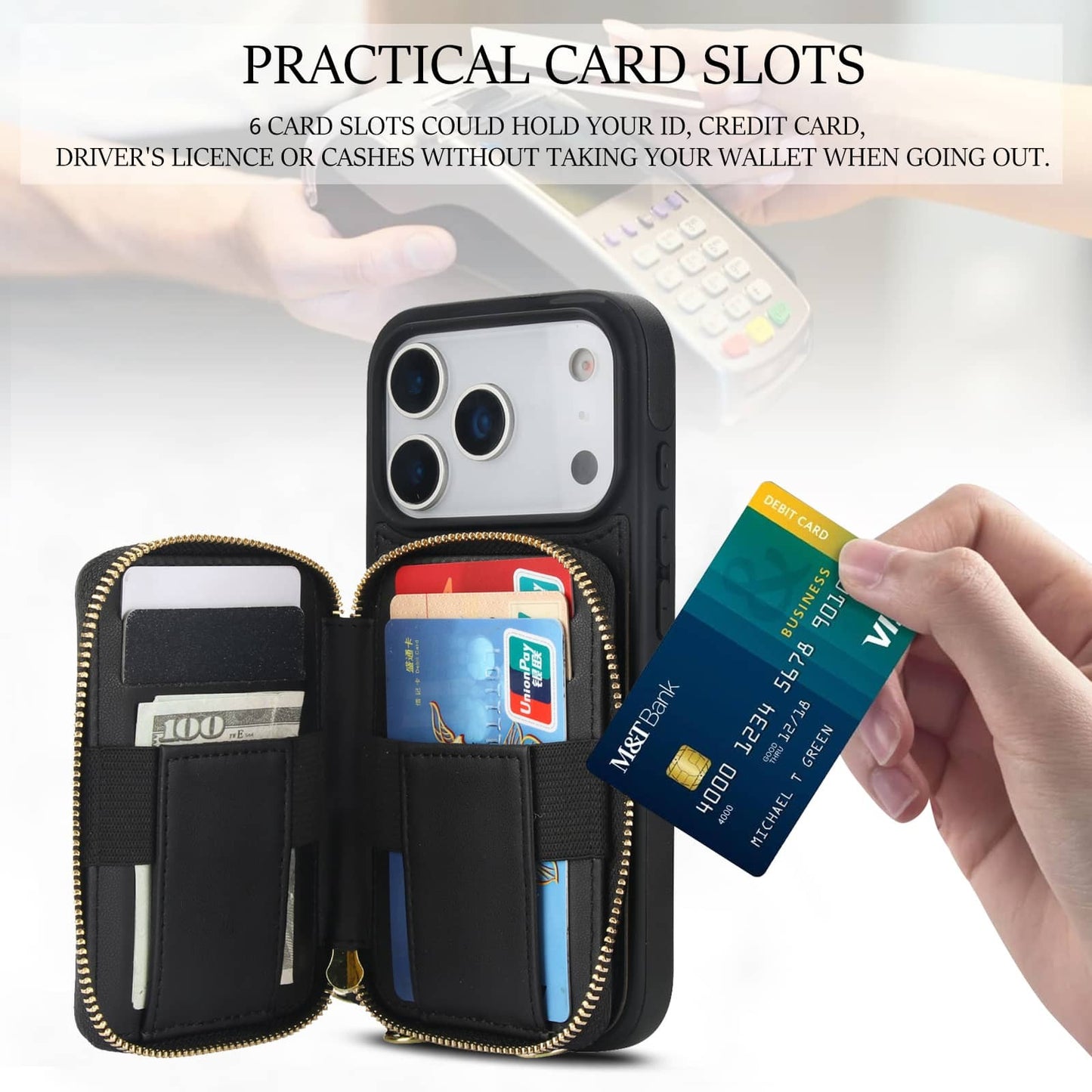 Crossbody Wallet Case for iPhone 17 Pro Max/Air/17 Pro/17 Zipper Handbag Purse
