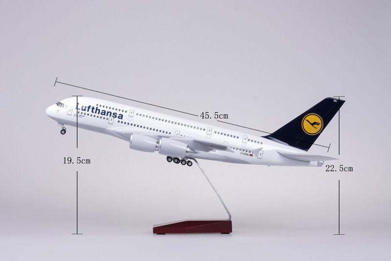 46CM 1:160 Lufthansa AIRBUS A380 Passenger Airplane Landing Gear Resin Model