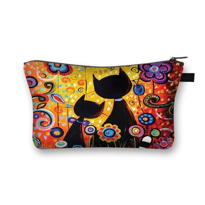 Cute Cat Print Cosmetic Traveling Makeup Bags Cosmetic Storage Purses 5*20*10 CM