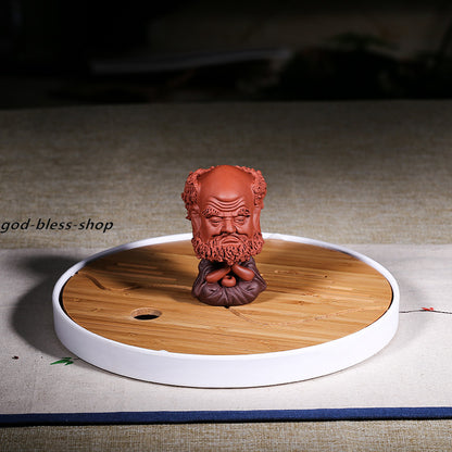Handmade Bodhidharma Home Decoration Yixing Zisha Tea Pet Tamo Statue Tea Play