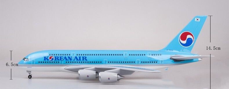 46CM 1:160 KOREAN AIR AIRBUS A380 Passenger Airplane Landing Gear Resin Model