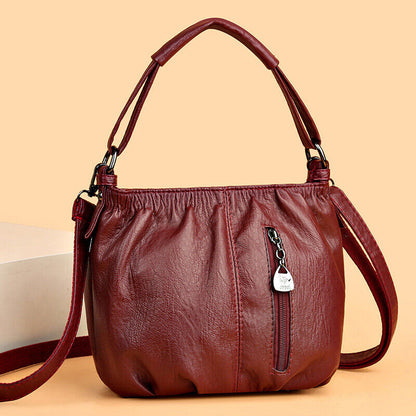 Retro Pleated Design Bucket Bag Fashion All-match Shoulder Messenger Bags For Wo