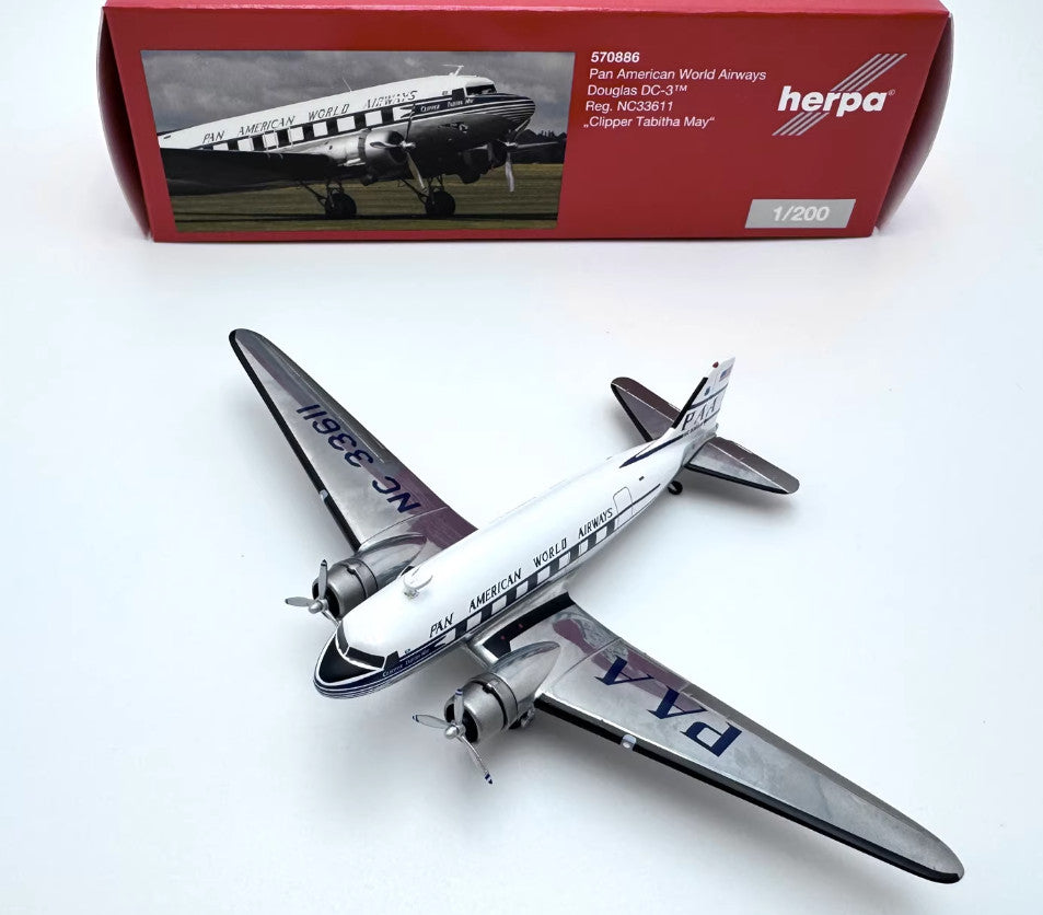 1:200 Herpa PAN AM Douglas DC-3 Aircraft Plane Diecast Aircraft Model Collection