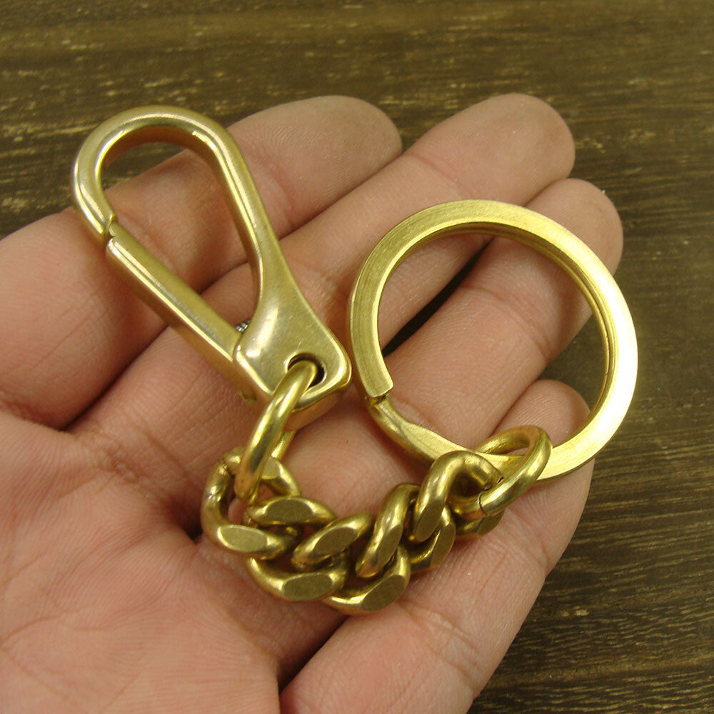 Solid Brass Key Chain Keyring Holder Bag Wallet Chain Keychains With Snap hook