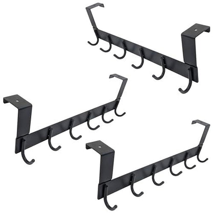 3 Pack 6 Hook Over-The-Door Hanger for Clothes, Belts, Ties, Scarves & more