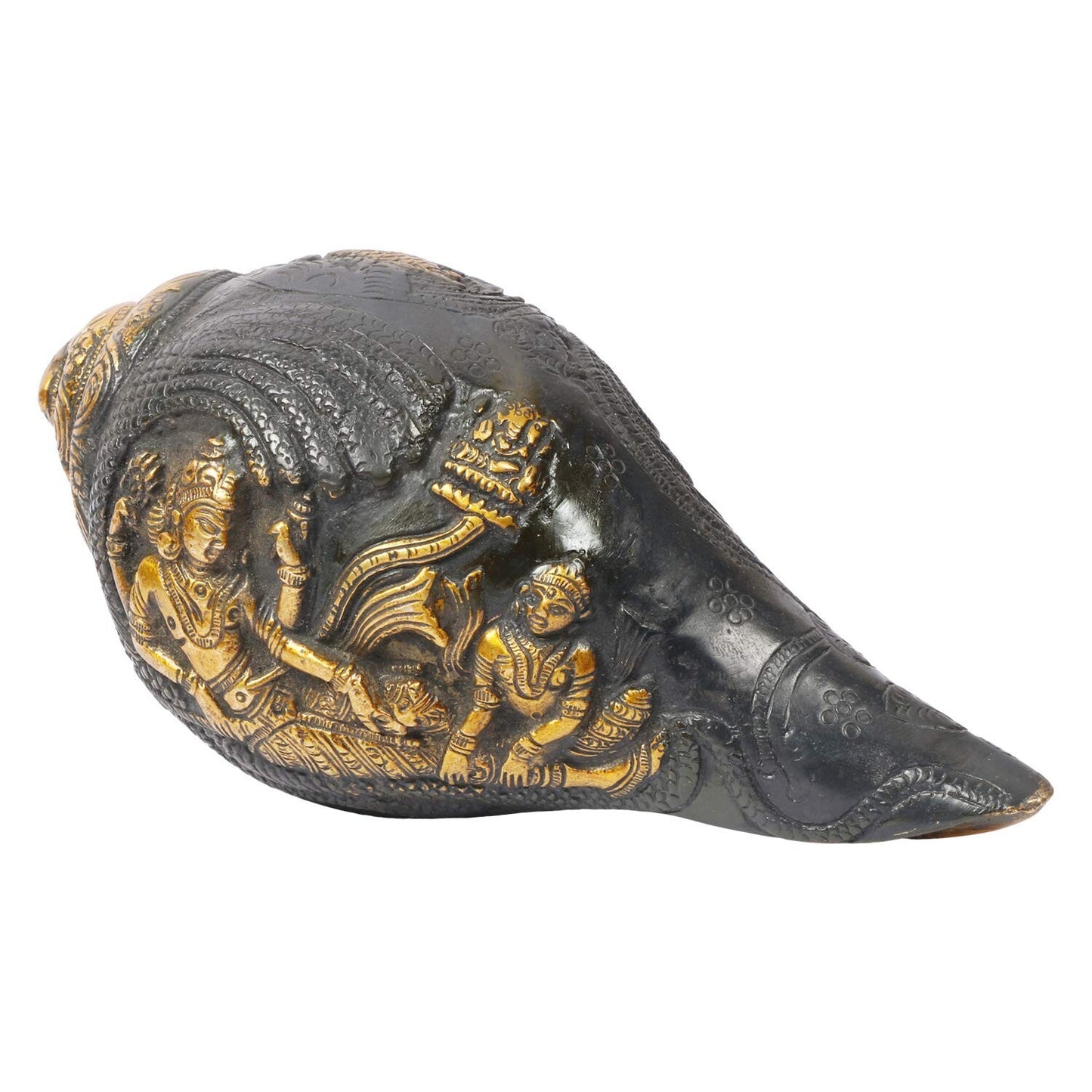 Hindu God Brass Lord Vishnu Lakshmi Carving Shankh Conch Statute Idol Figurines