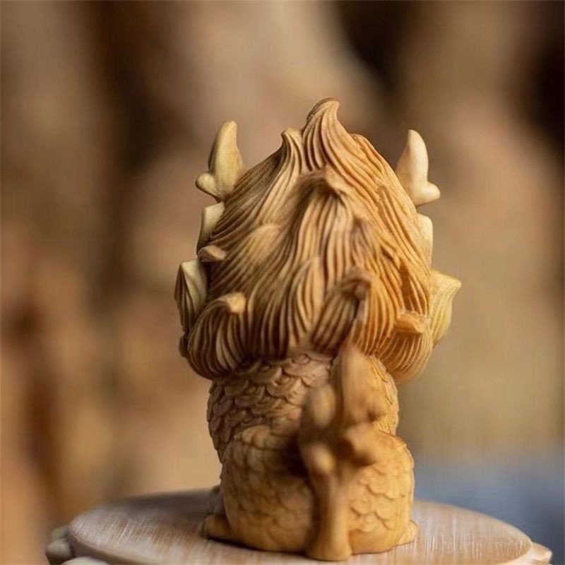 Kylin Thuja Wood Hand Piece Car Tea Table Decor Portable Wenwan Carved Craft