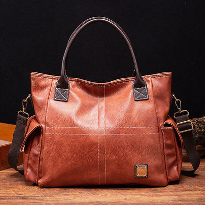 Soft Oil Wax Leather Women's Tote Bag, Large Capacity Handbag Shoulder Bags