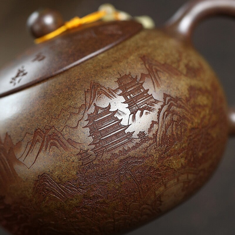 Xishi Pot Chinese Real Yixing Zisha Clay Tea Pot Handmade Chaishao Craft Craved