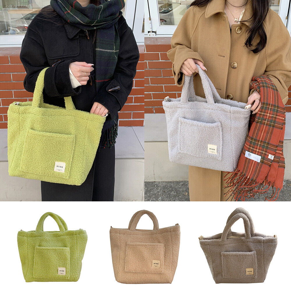 Plush Shoulder Bag Fluffy Faux Fur Tote Bag Large Capacity Messenger Bag Soft