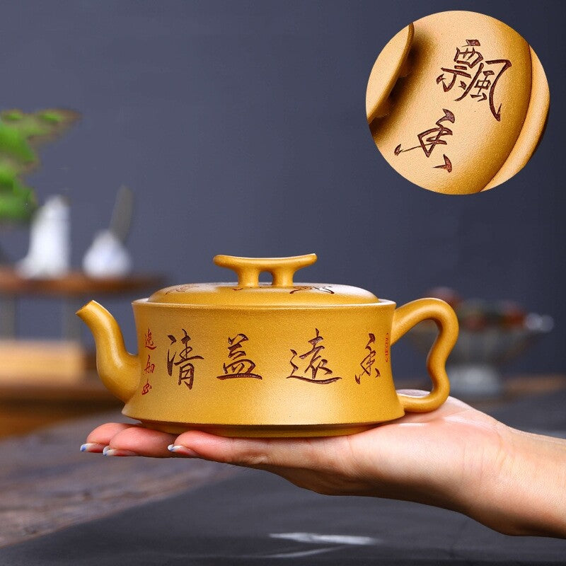 Full Handmade Tea Pot Marked 9 Infuser Hole Water Lock Master Pot 10oz Duan Clay