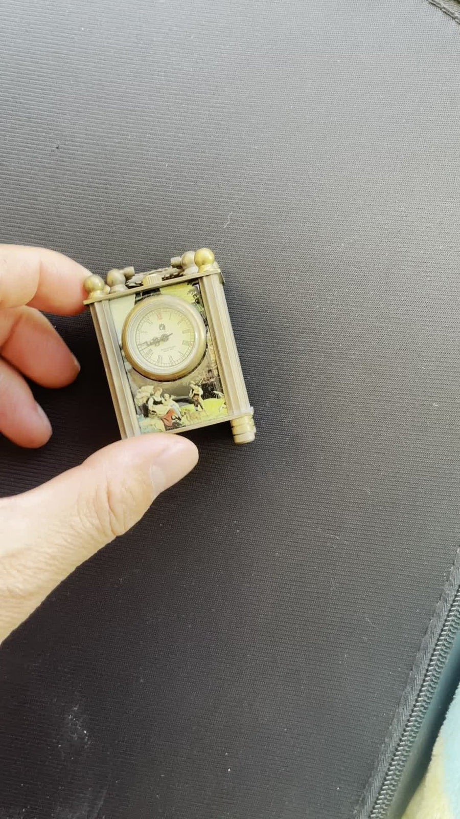 Brass Retro Disc Mechanical Clock Crafts Collectible Table Decor