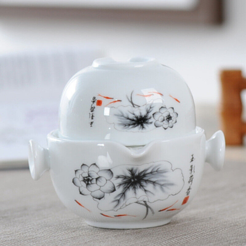 Ceramics Tea Set Include 1 Pot 1 Cup Porcelain Gaiwan Teapot Kung Fu Travel Set