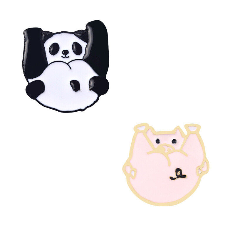 Lovely Black White Panda Enamel Pin Brooch Cartoon Lapel Badge Bag Book Jewelry