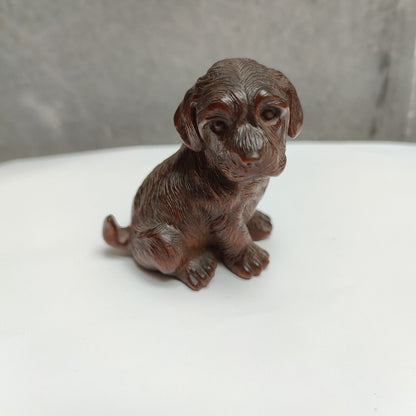 vintage chinese carved wood Faithful dog statue wooden Boxwood pet gift souvenir