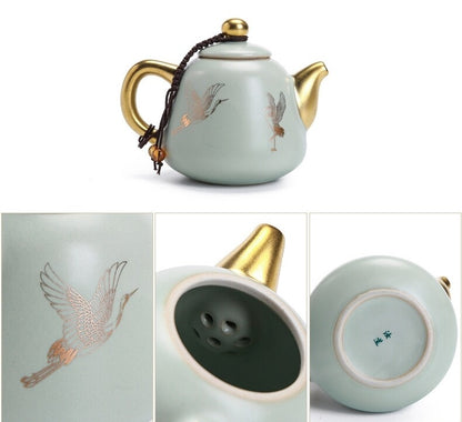 Boutique Ruyao Craft Tea Set Chinese Ceramic Tea Pot Matching Tea Cup Filter Net