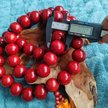 30mm*19 Beads Natural Wood Red Buddha Pendant Shaolin Temple Blessing Meditation