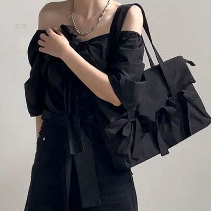 Laptop Bags Women Ladies Nylon Shoulder Bags Bow Shoppers