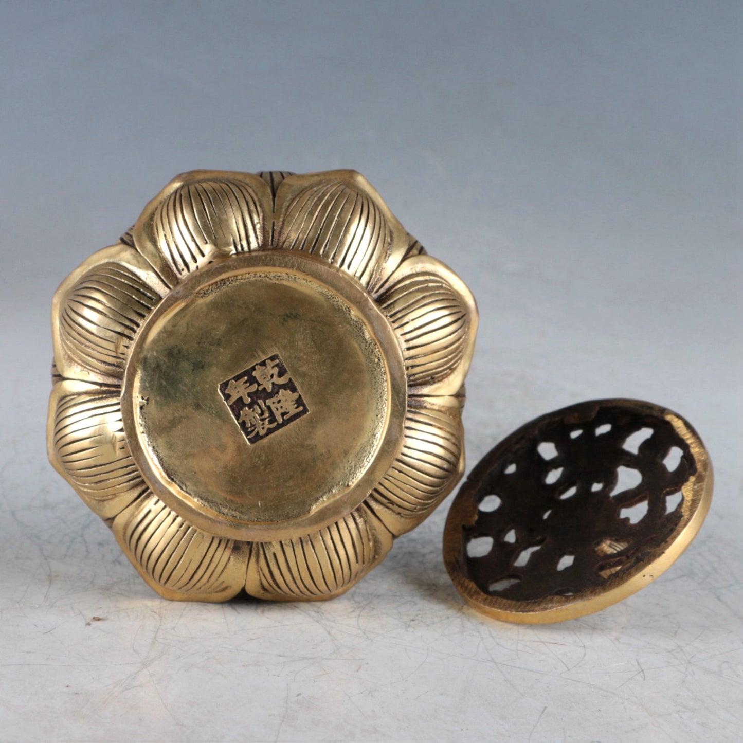 Chinese Brass Lotus Incense Burner Made During The Qianlong Period