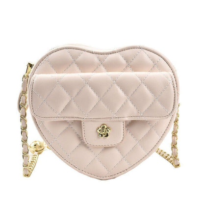 Synthetic Leather Chain Crossbody Bags Heart Shape Handbag Summer Shoulder Purse