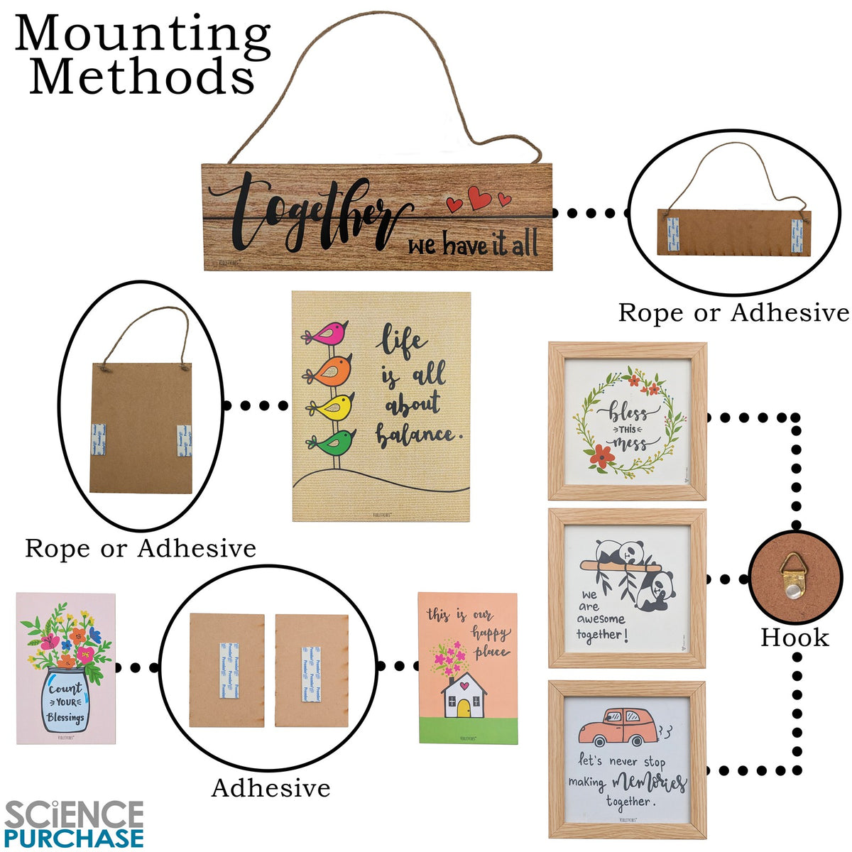 7 Piece "Life is All About Balance" Themed Wooden Wall Decoration Set - Inclu...