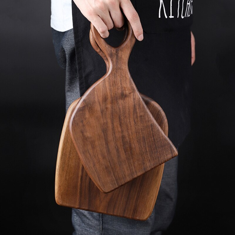 1pc Natural Irregular Steak Bread Board Hanging Ring Chopping Placement Plate
