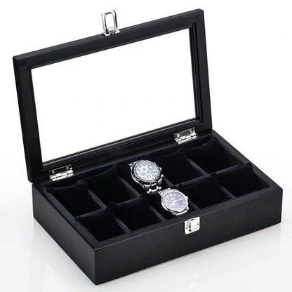 Men Watch Box Organizer Top Wooden Display Fashion Storage Holder Case 3~12Slots