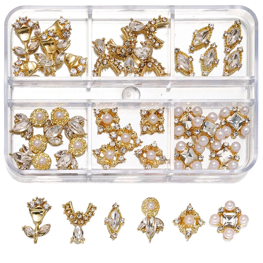 Nail Charms 30Pcs Boxed Luxury Shiny Planet Alloy 3D Art Rhinestones Bling Decor