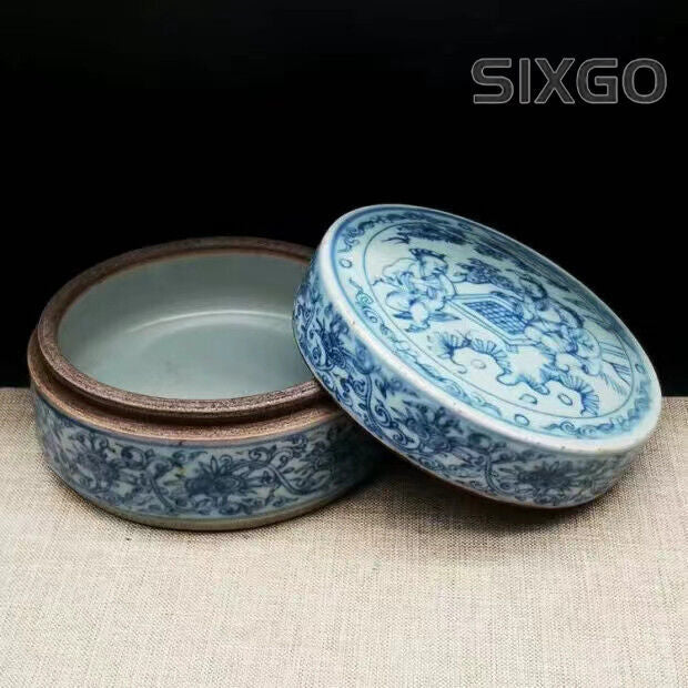 Exquisite Chinese Porcelain Blue and White Porcelain Figure Pattern Ink Box