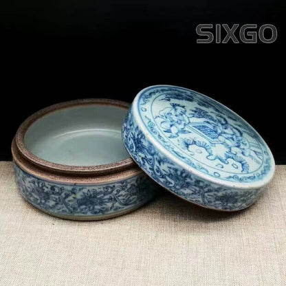 Exquisite Chinese Porcelain Blue and White Porcelain Figure Pattern Ink Box