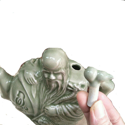 7.1" Chinese Antique Ceramic Green Tea Kettle Pot Assassins Teapot Handmade