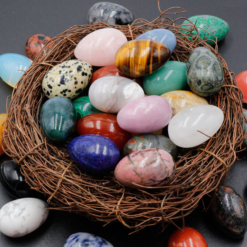 20pcs Mixed Natural Egg Quartz Crystal Skull Carved Healing Gem Reiki No Hole