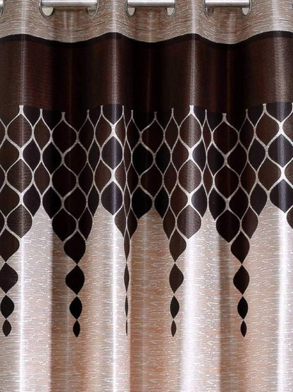 New 2 Pieces Eyelet Window Curtain Set 5 Feet Brown