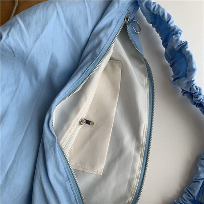 Shoulder Bag Nylon Large Dumpling Bag Pleated Shoulder Strap Handbag 22*12*24 CM