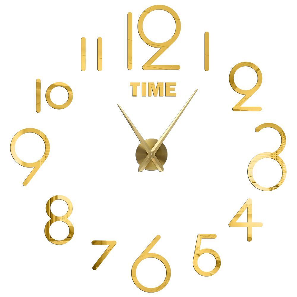 DIY Wall Clocks Acrylic Mirror Large 3D Frameless Home Living Room Decor 37-47In
