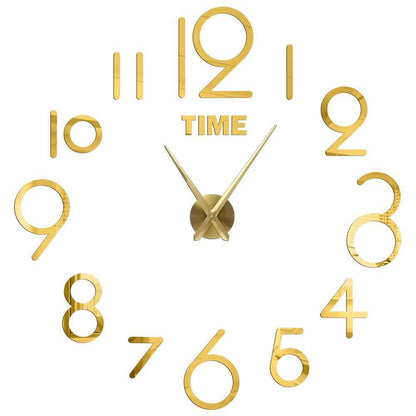 DIY Wall Clocks Acrylic Mirror Large 3D Frameless Home Living Room Decor 37-47In