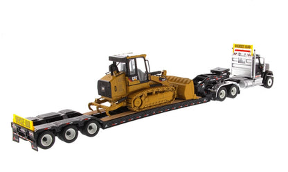 1:50 DM HX520 Tandem Day Cab Tractor XL120 Trailer &CAT963K Dozer Diecast Model