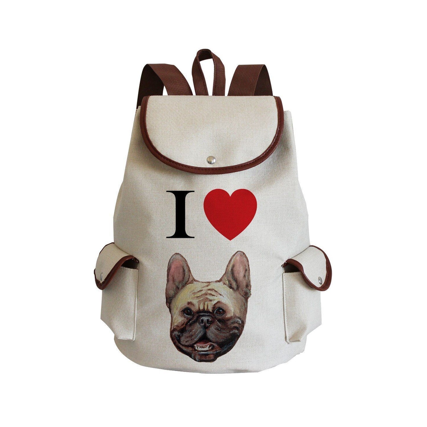 Dog Paw Print Backpack Drawstring Bags Linen Students Portable Cute Pug Printed