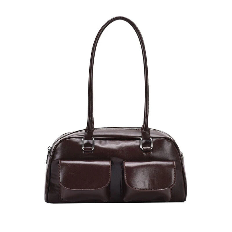 PU Leather Double Pockets Shoulder Bags Women Bag Lady Handbags and Purses