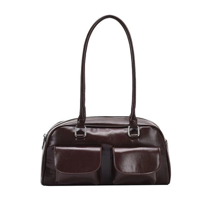 PU Leather Double Pockets Shoulder Bags Women Bag Lady Handbags and Purses