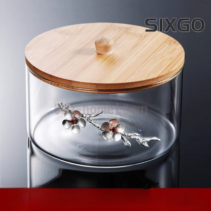 Glass Tea Washing Tea Bowl with Lid Large Water Basin Home Tea Set Accessories